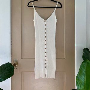 Ribbed Button-Down Midi Dress